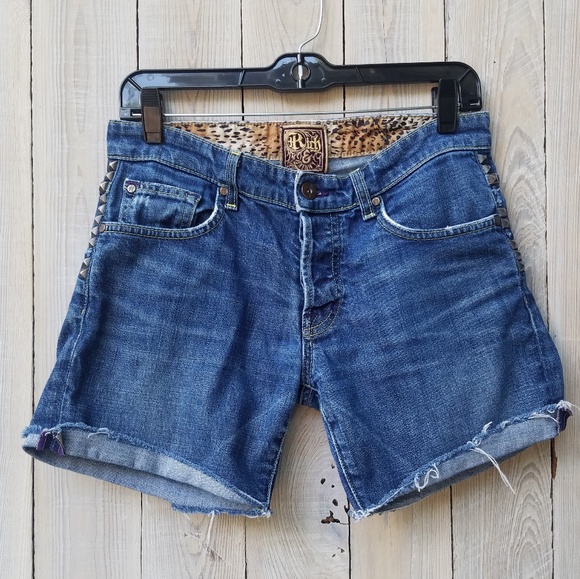 Rich Skinny Womens Denim Cut Off Shorts 
